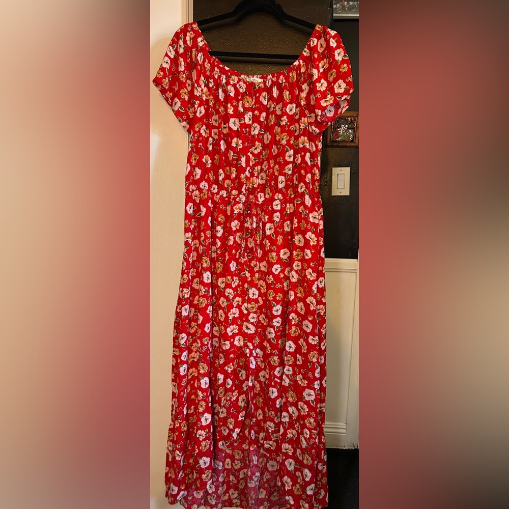 Floral Red Maxi Dress plus curve